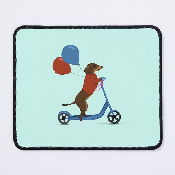 Item preview, Dachshund on Scooter with Balloons - Blue designed and sold by Kittys-Art.