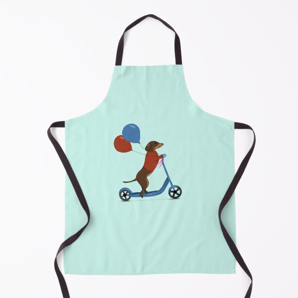 Item preview, Dachshund on Scooter with Balloons - Blue designed and sold by Kittys-Art.