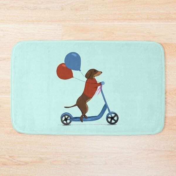 Item preview, Dachshund on Scooter with Balloons - Blue designed and sold by Kittys-Art.