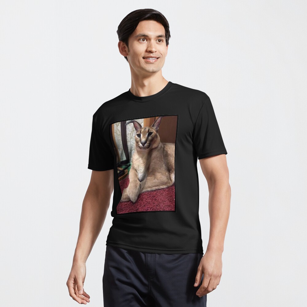 Big Floppa Meme Cute Caracal Cat Premium Camiseta, Negro, S