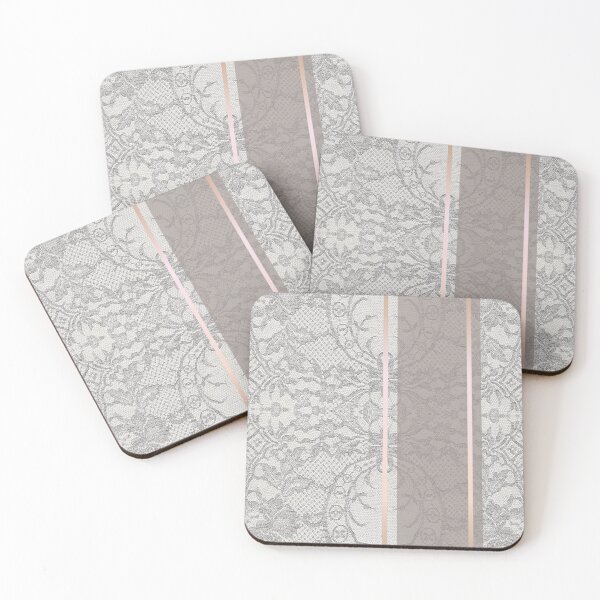 Item preview, Chic Grey Beige Rosegold Minimal Geometric Floral Lace Pattern  designed and sold by LaceySkies.