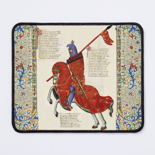 Item preview, RED KNIGHT HORSEBACK BLAZONED WITH GOLD RED FLEUR DE LYS HERALDRY Fiorentine Medieval Miniature designed and sold by BulganLumini.