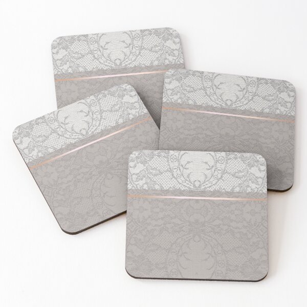Item preview, Chic Grey Beige Rosegold Minimal Geometric Floral Lace Pattern  designed and sold by LaceySkies.