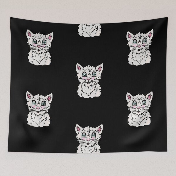 Item preview, White Cat Graphic with Black Background designed and sold by BioLushGraphics.