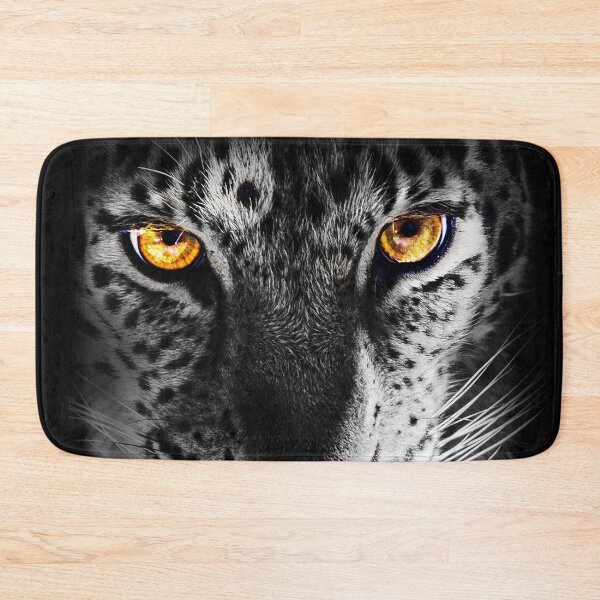 Item preview, Black and White Image of a Leopard with Amber Eyes designed and sold by JulieSouster.