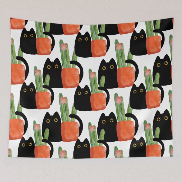 Item preview, Urban Jungle Black Cat Cactus designed and sold by RosalieReeves.