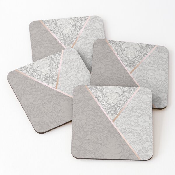 Item preview, Chic Grey Beige Rosegold Minimal Geometric Floral Lace Pattern  designed and sold by LaceySkies.