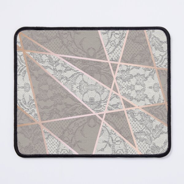 Item preview, Chic Grey Beige Rosegold Minimal Geometric Floral Lace Pattern  designed and sold by LaceySkies.