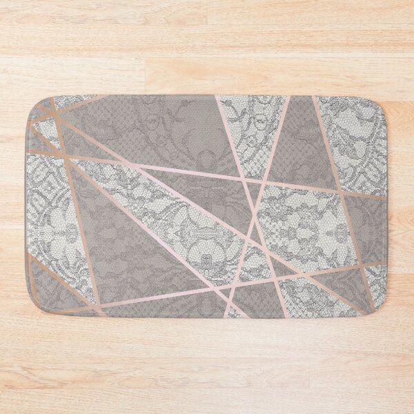 Item preview, Chic Grey Beige Rosegold Minimal Geometric Floral Lace Pattern  designed and sold by LaceySkies.