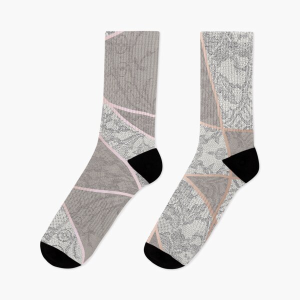 Item preview, Chic Grey Beige Rosegold Minimal Geometric Floral Lace Pattern  designed and sold by LaceySkies.
