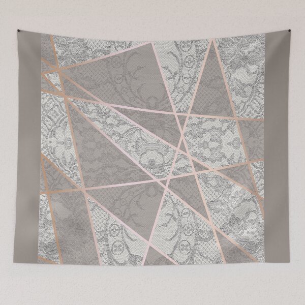 Item preview, Chic Grey Beige Rosegold Minimal Geometric Floral Lace Pattern  designed and sold by LaceySkies.