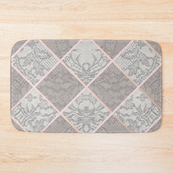 Item preview, Chic Grey Beige Rosegold Minimal Geometric Floral Lace Pattern  designed and sold by LaceySkies.