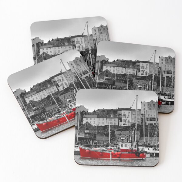 Item preview, Tenby Harbour Red Boat BW Red designed and sold by Jeremy Hayden.