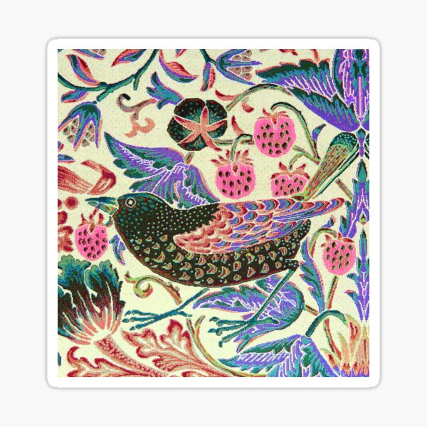 Item preview, Pink WILLIAM MORRIS HD - The Strawberry Thief 1883 Original Textile Art Print William Morris designed and sold by gologodesigns.