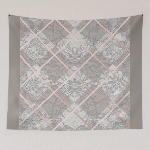 Item preview, Chic Grey Beige Rosegold Minimal Geometric Floral Lace Pattern  designed and sold by LaceySkies.