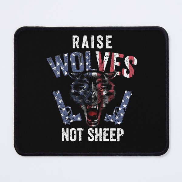 Item preview, Raise Wolves Not Sheep - Fearless Wolf Freedom American Flag T-Shirt designed and sold by Cooltees4u1.