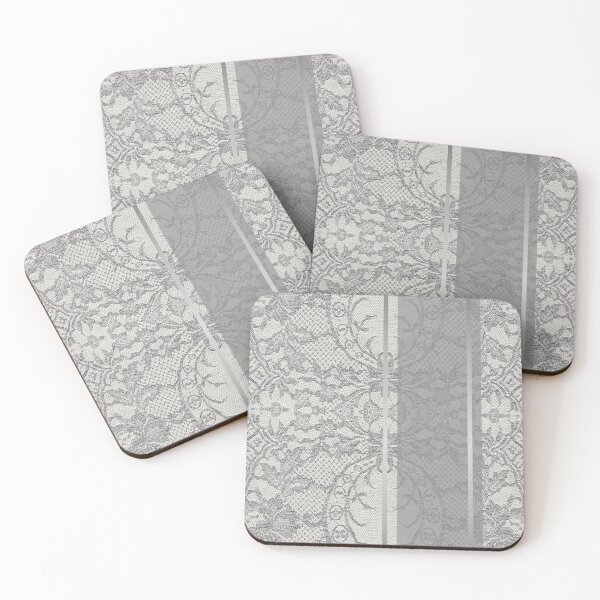 Item preview, Chic Grey Silver Minimal Geometric Floral Lace Pattern  designed and sold by LaceySkies.
