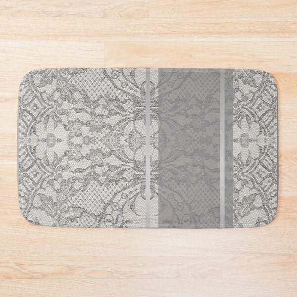 Item preview, Chic Grey Silver Minimal Geometric Floral Lace Pattern  designed and sold by LaceySkies.