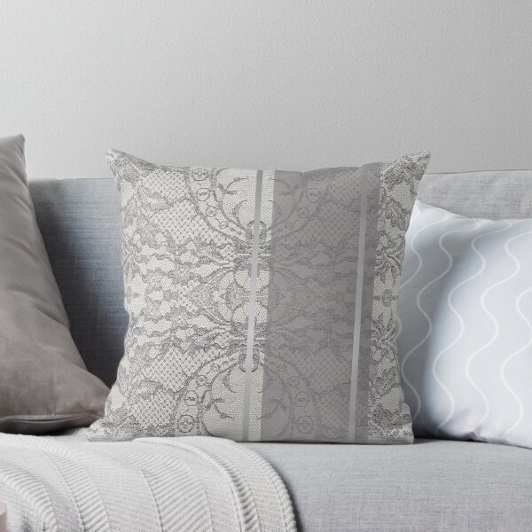Item preview, Chic Grey Silver Minimal Geometric Floral Lace Pattern designed and sold by LaceySkies.