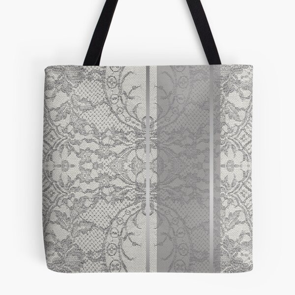 Item preview, Chic Grey Silver Minimal Geometric Floral Lace Pattern designed and sold by LaceySkies.