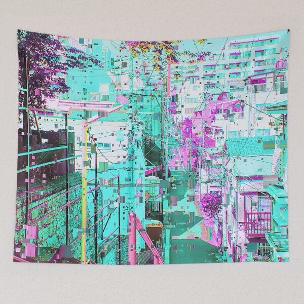Item preview, Japanese Outdoor Staircase Vaporwave Glitch Art Japan designed and sold by glitchhub.