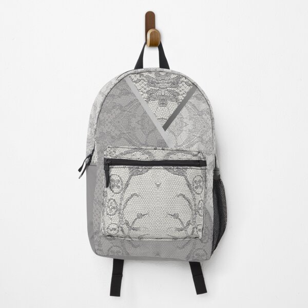 Item preview, Chic Grey Silver Minimal Geometric Floral Lace Pattern designed and sold by LaceySkies.