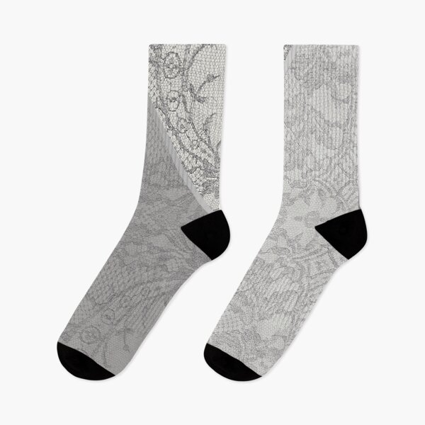 Item preview, Chic Grey Silver Minimal Geometric Floral Lace Pattern  designed and sold by LaceySkies.