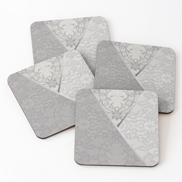 Item preview, Chic Grey Silver Minimal Geometric Floral Lace Pattern  designed and sold by LaceySkies.