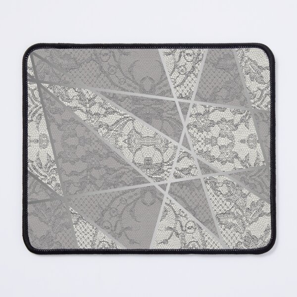 Item preview, Chic Grey Silver Minimal Geometric Floral Lace Pattern  designed and sold by LaceySkies.