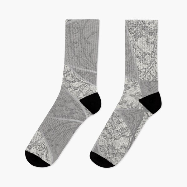 Item preview, Chic Grey Silver Minimal Geometric Floral Lace Pattern  designed and sold by LaceySkies.