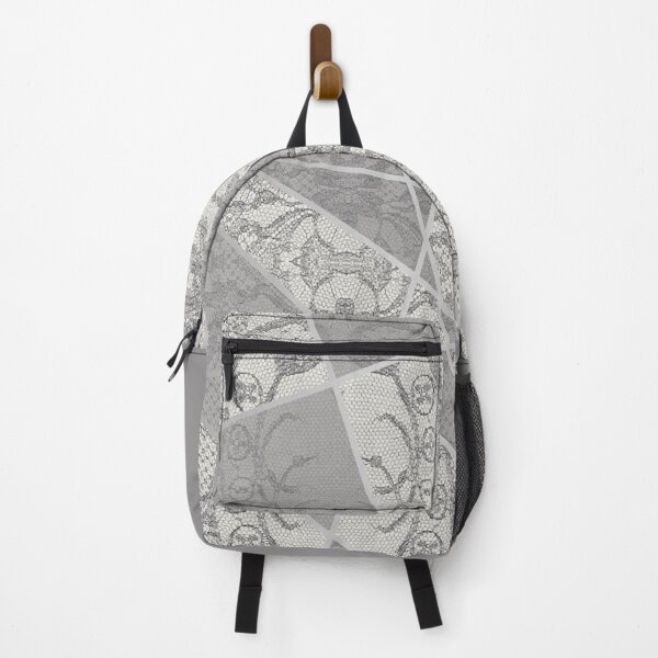 Item preview, Chic Grey Silver Minimal Geometric Floral Lace Pattern designed and sold by LaceySkies.