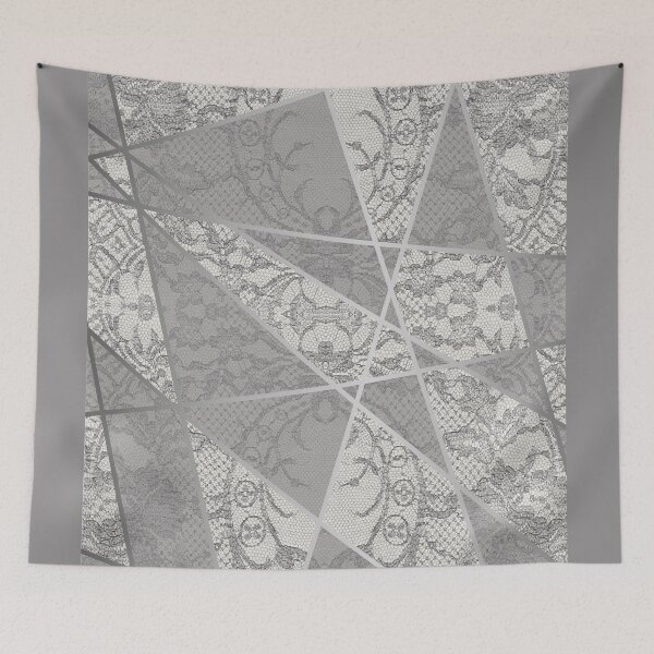 Item preview, Chic Grey Silver Minimal Geometric Floral Lace Pattern  designed and sold by LaceySkies.