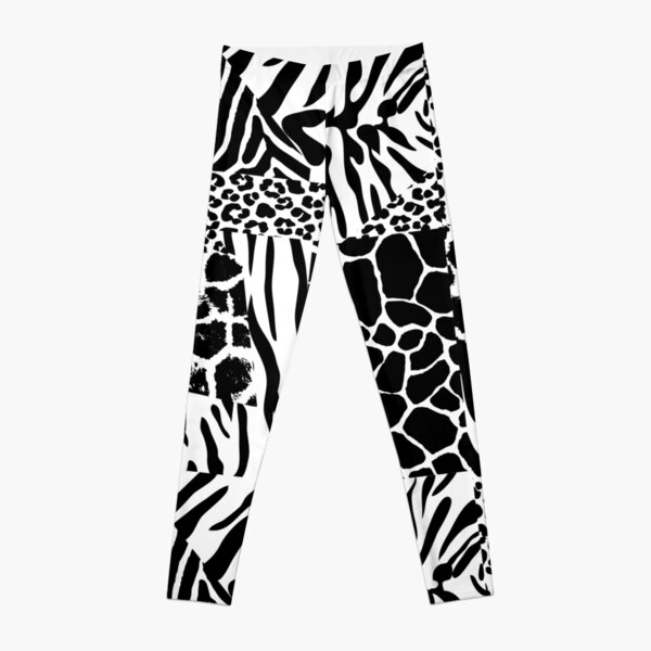 Animal Print Mix Pattern in Black and White Leggings