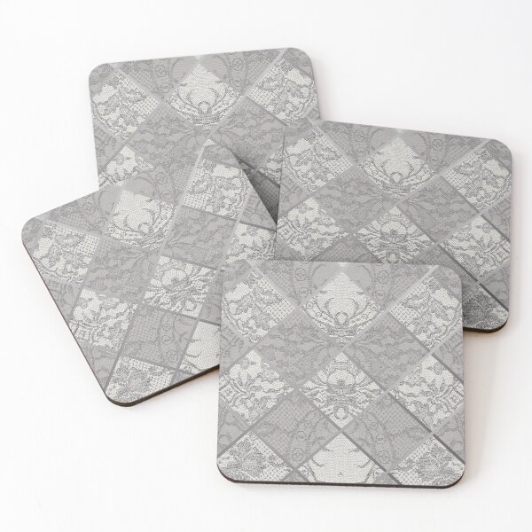 Item preview, Chic Grey Silver Minimal Geometric Floral Lace Pattern  designed and sold by LaceySkies.
