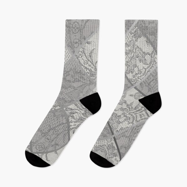 Item preview, Chic Grey Silver Minimal Geometric Floral Lace Pattern  designed and sold by LaceySkies.