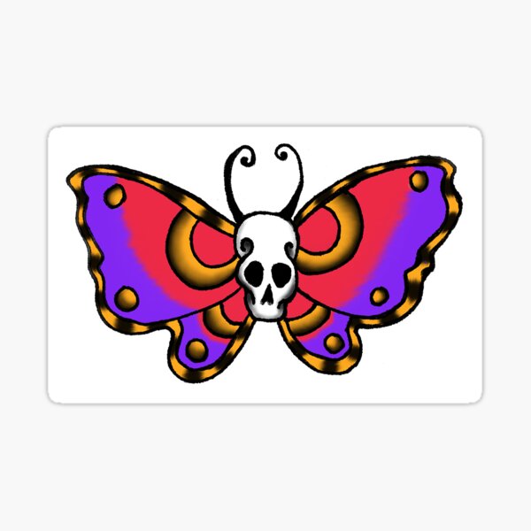 Skull Butterfly 01 Sticker
