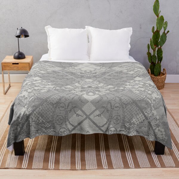 Item preview, Chic Grey Silver Minimal Geometric Floral Lace Pattern designed and sold by LaceySkies.