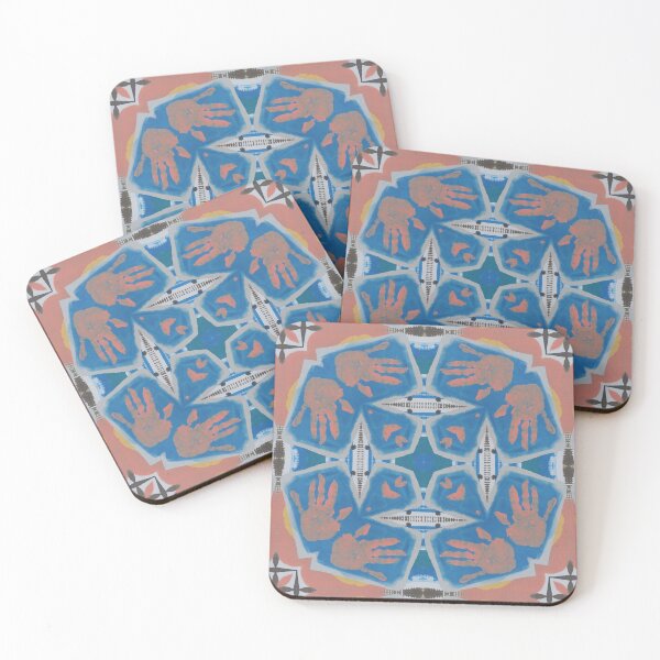 Artikelvorschau, Handy Work Blue Orange Feature Wall Art für Innenarchitektur - Künstlerin Jenny Meehan entworfen und verkauft von Jenny Meehan Art Prints and Patterns .