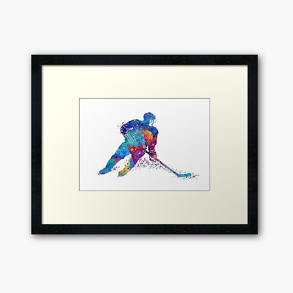 Item preview, Silhouette aquarelle de joueur de hockey sur glace designed and sold by LotusGifts.