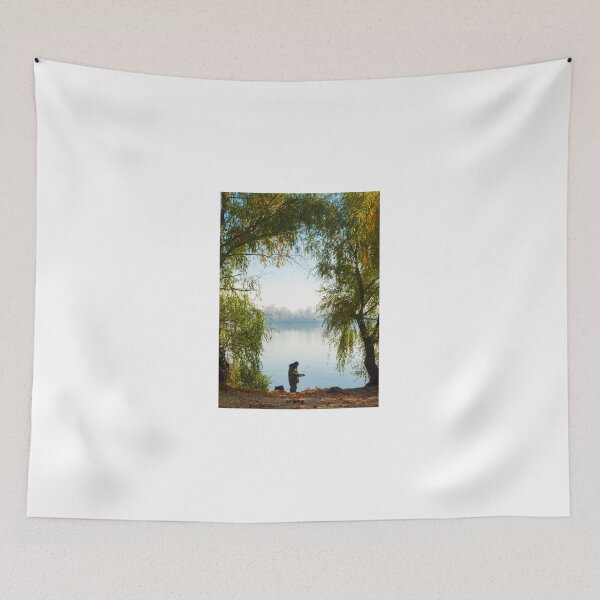 Item preview, fisherman silhouette on the winter lake shore designed and sold by Sergieiev.