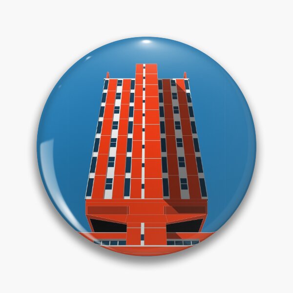 Item preview, Wrexham Police Station, UK Print, Brutalist, Brutalism, Architecture, Orange Print, Blue Print designed and sold by sketchingarchi.