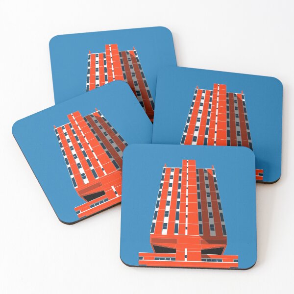 Item preview, Wrexham Police Station, UK Print, Brutalist, Brutalism, Architecture, Orange Print, Blue Print designed and sold by sketchingarchi.
