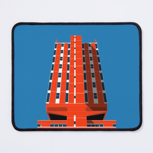 Item preview, Wrexham Police Station, UK Print, Brutalist, Brutalism, Architecture, Orange Print, Blue Print designed and sold by sketchingarchi.