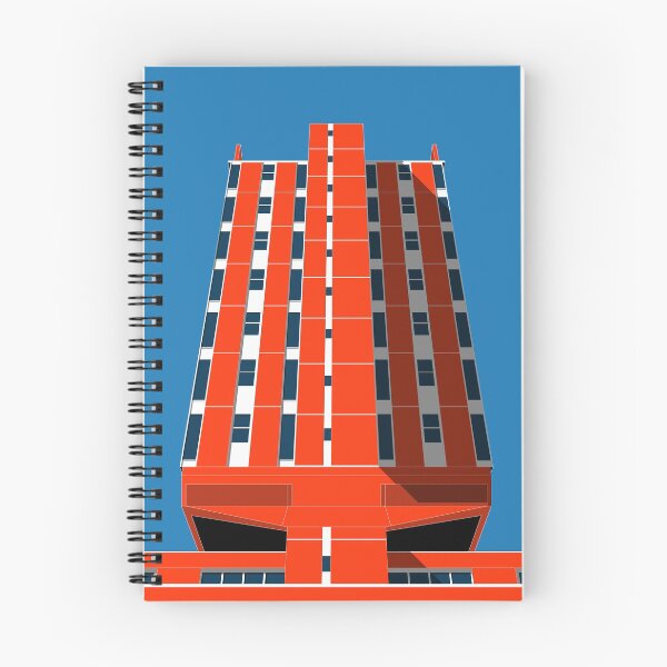 Item preview, Wrexham Police Station, UK Print, Brutalist, Brutalism, Architecture, Orange Print, Blue Print designed and sold by sketchingarchi.