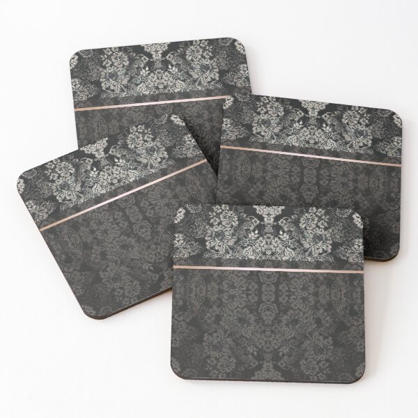 Item preview, Chic Black Rosegold Minimal Geometric Floral Lace Pattern  designed and sold by LaceySkies.