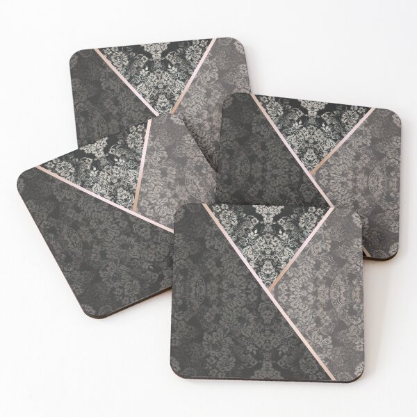 Item preview, Chic Black Rosegold Minimal Geometric Floral Lace Pattern  designed and sold by LaceySkies.