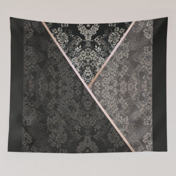 Item preview, Chic Black Rosegold Minimal Geometric Floral Lace Pattern  designed and sold by LaceySkies.