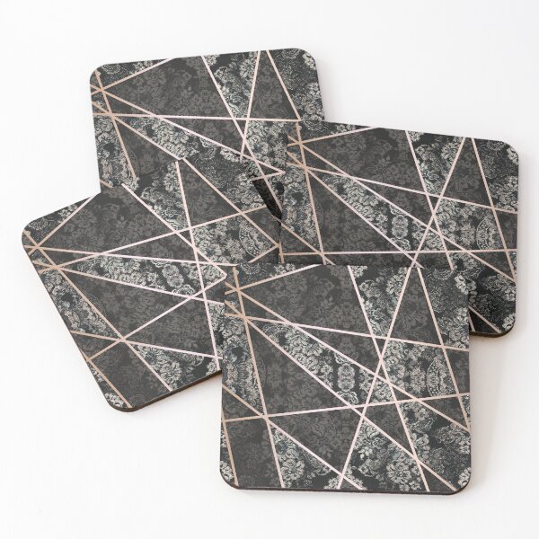 Item preview, Chic Black Rosegold Minimal Geometric Floral Lace Pattern  designed and sold by LaceySkies.