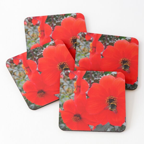 Item preview, red flower and bee designed and sold by tasgrama.