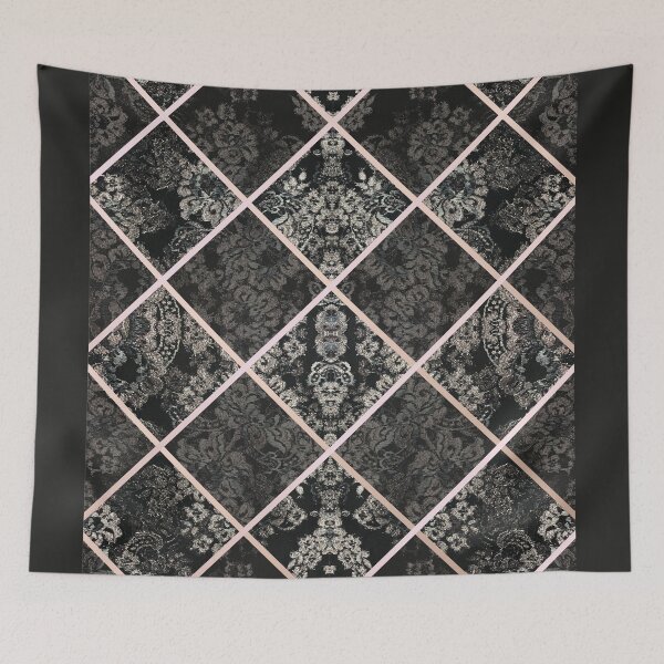 Item preview, Chic Black Rosegold Minimal Geometric Floral Lace Pattern  designed and sold by LaceySkies.